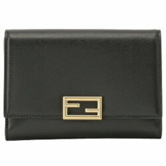 FENDI Baguette FF Bifold Wallet Black Compact - Picture 1 of 3
